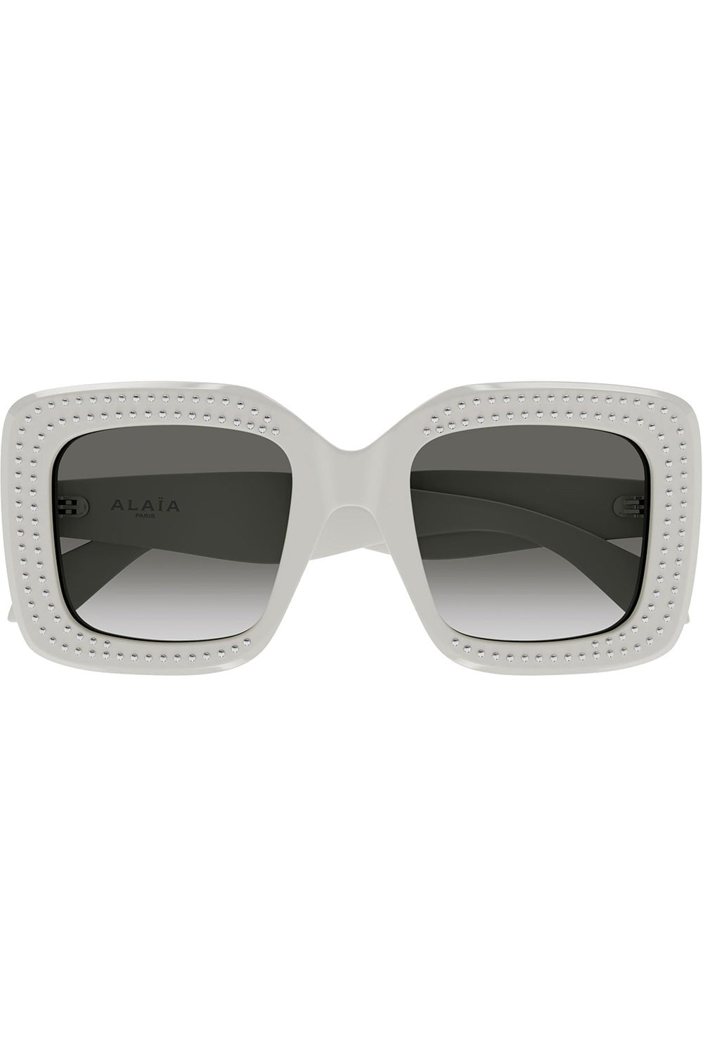 ALAÏA-Logo Square Studded Sunglasses-GREY