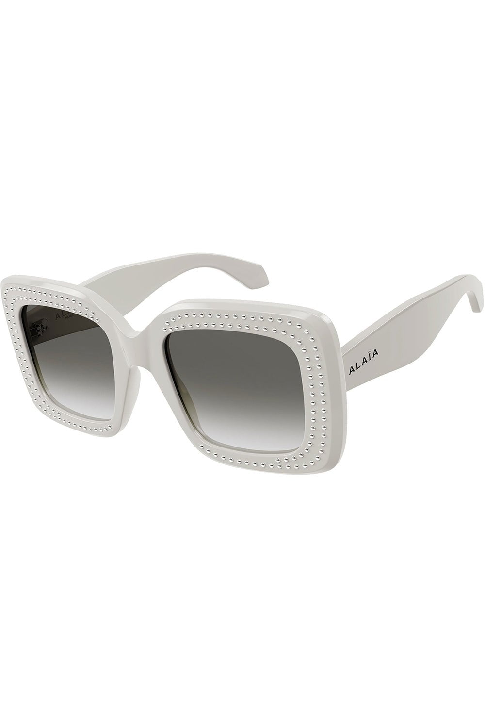 ALAÏA-Logo Square Studded Sunglasses-GREY