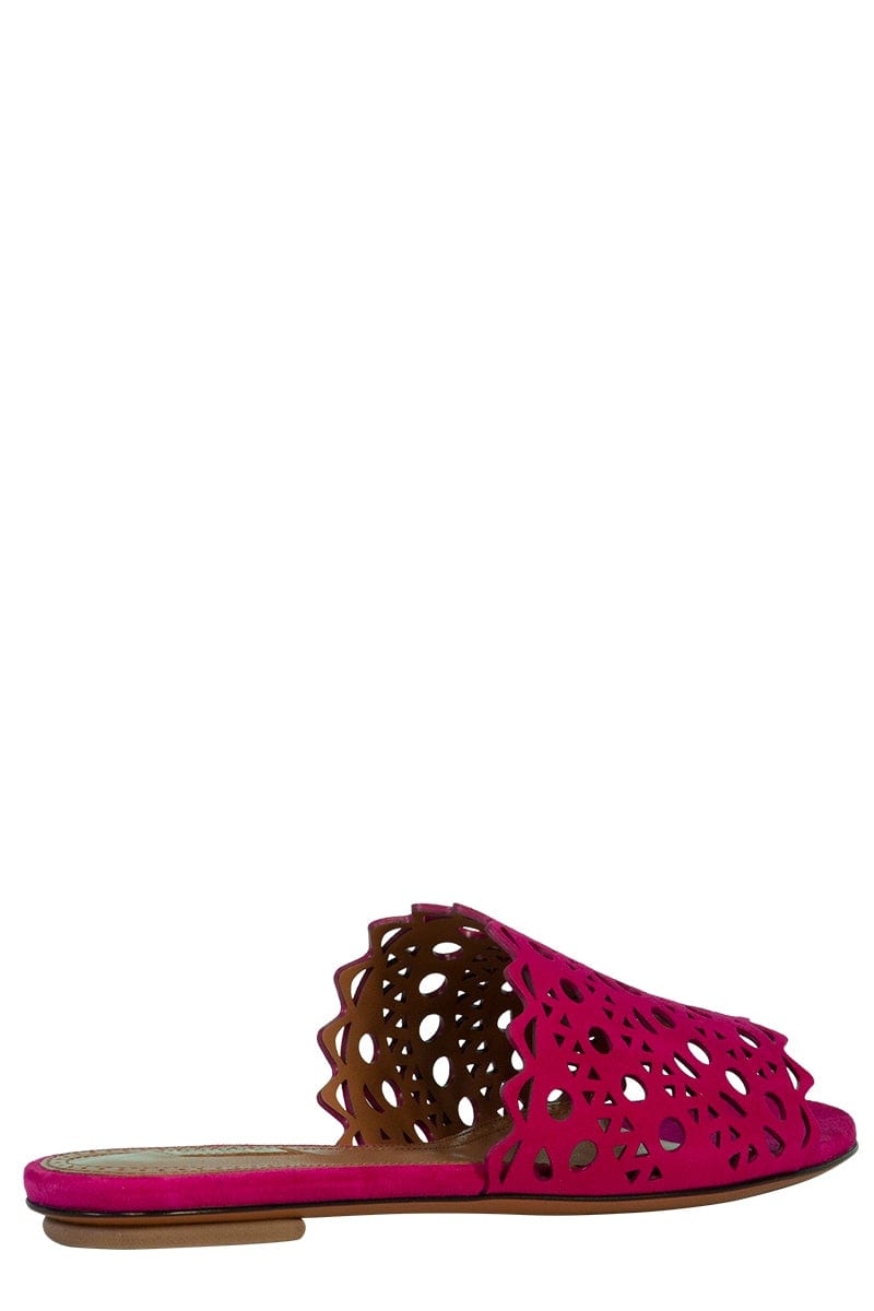 ALAÏA-Flat Mule - Rose-