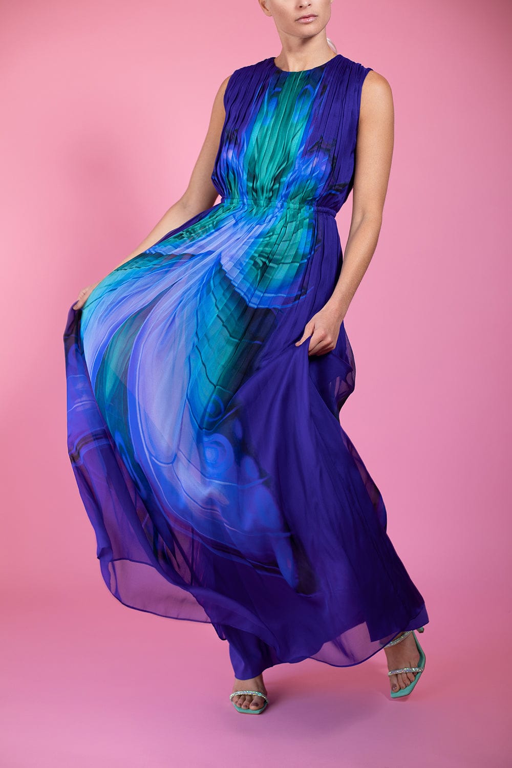 ALBERTA FERRETTI-Sleeveless Butterfly Gown-