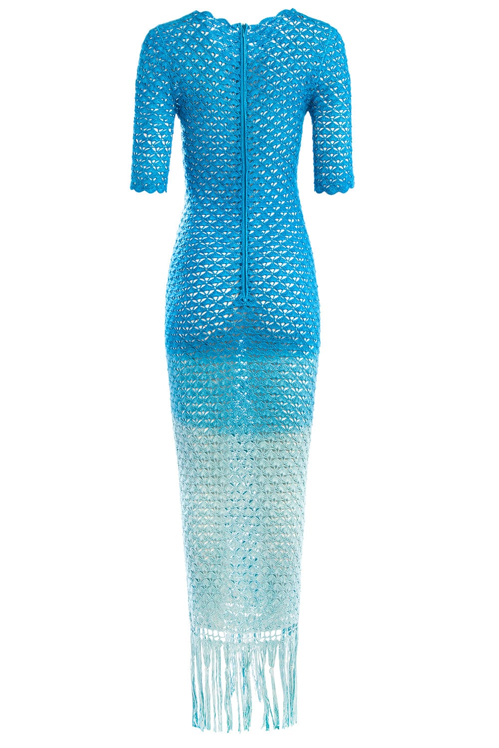 ALEJANDRA ALONSO ROJAS-Crochet Dress With Fringe-