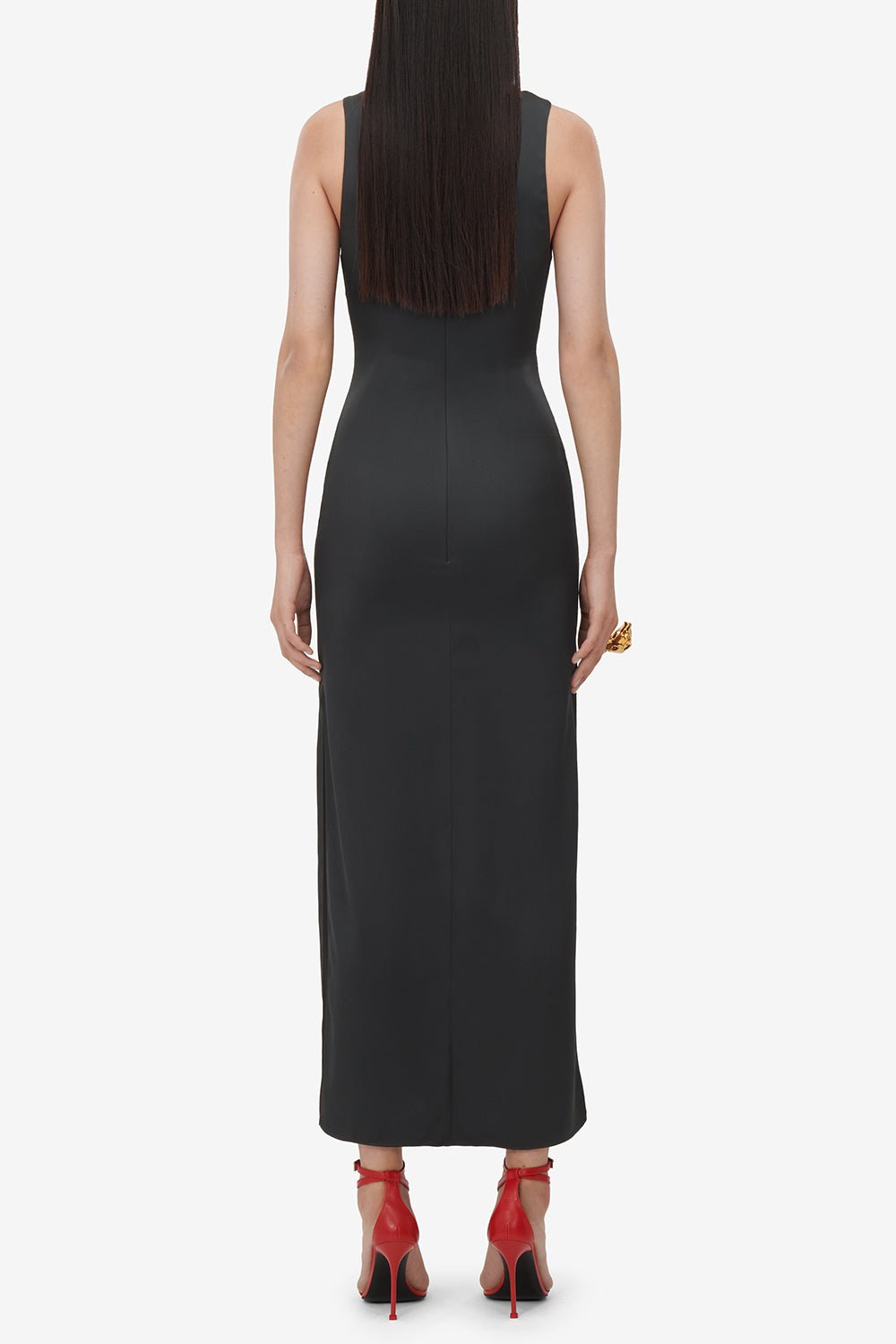 ALEXANDER MCQUEEN-Rose Print Midi Dress-