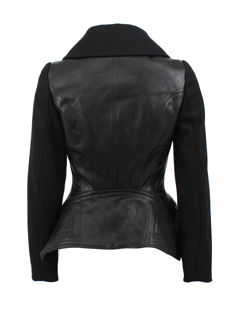 ALEXANDER MCQUEEN-High Neck Leather Biker Jacket-