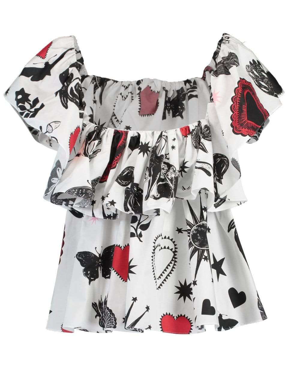 ALEXANDER MCQUEEN-White Ruffle Neck Blouse-