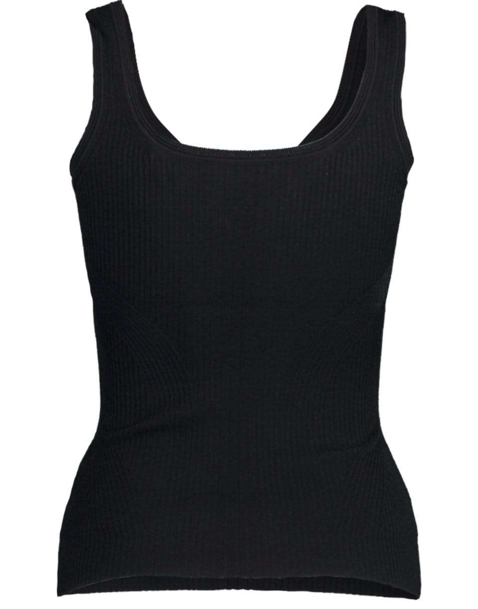 ALEXANDER MCQUEEN-Black Ribbed Tank Top-