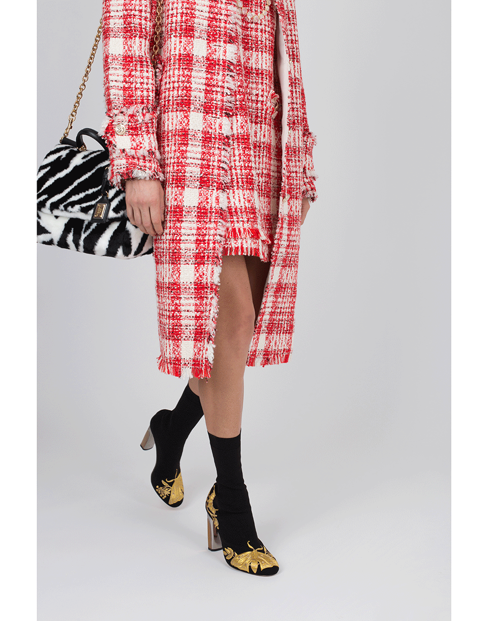 ALEXANDER MCQUEEN-Gold Embroidery Stretch Bootie-