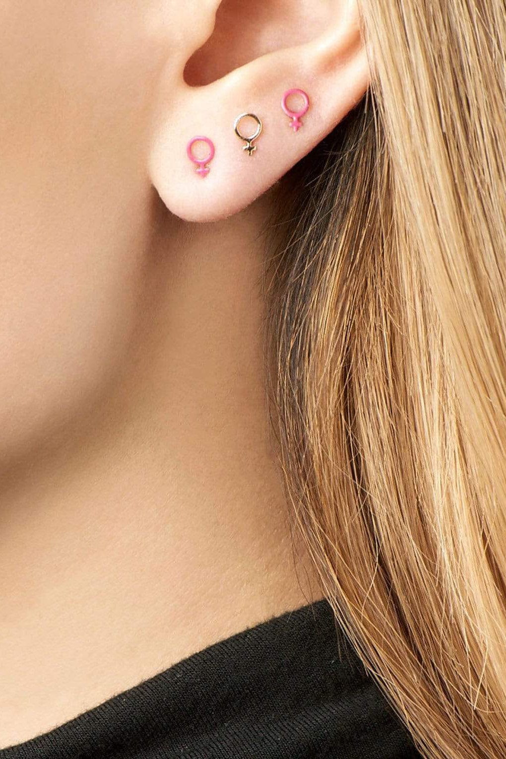 ALISON LOU-Girl Power Stud-YELLOW GOLD