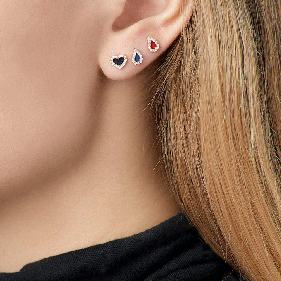 ALISON LOU-Tear Drop Stud-YELLOW GOLD