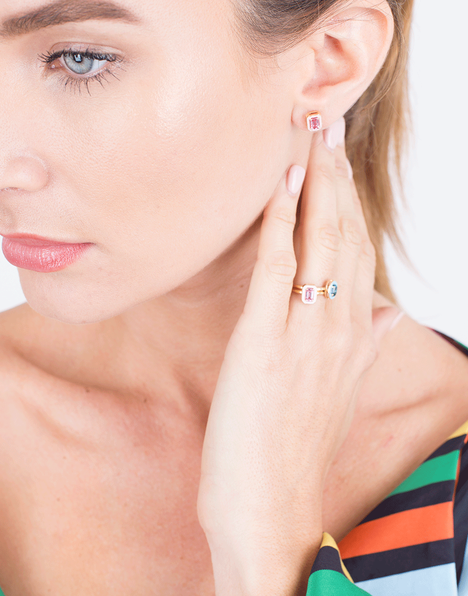 ALISON LOU-Pink Sapphire And Enamel Ring-YELLOW GOLD