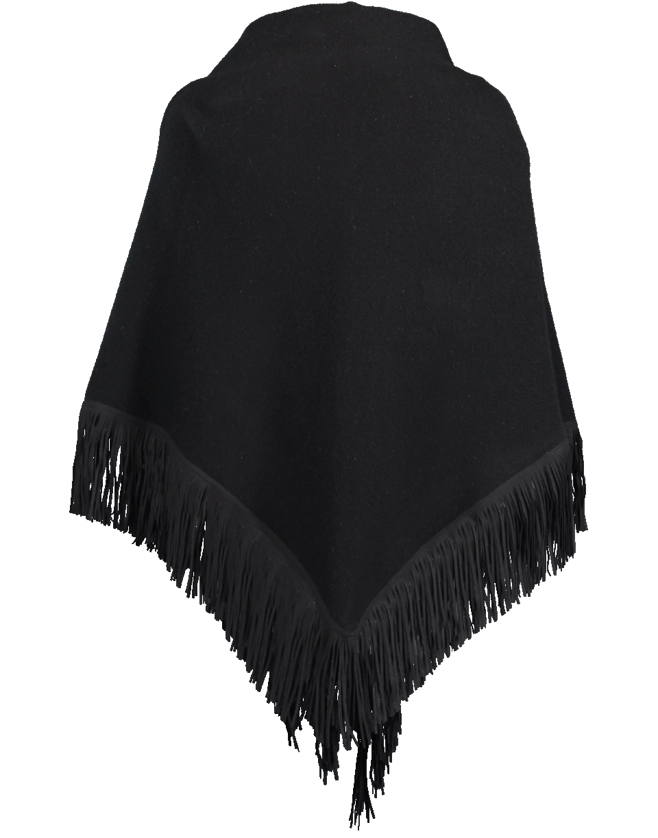 ALLUDE-Fringe Triangle Scarf-BLACK