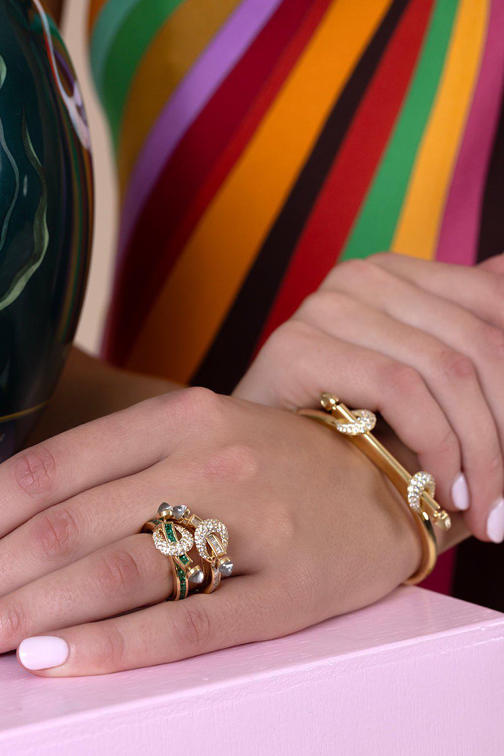 ANANYA-Emerald Diamond Chakra Ring-YELLOW GOLD