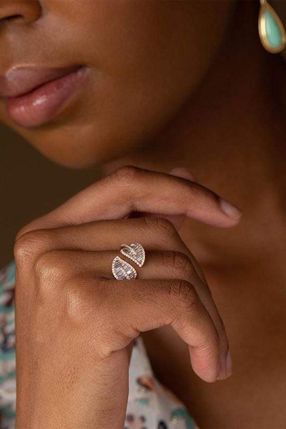 ANITA KO-Small Diamond Leaf Ring-