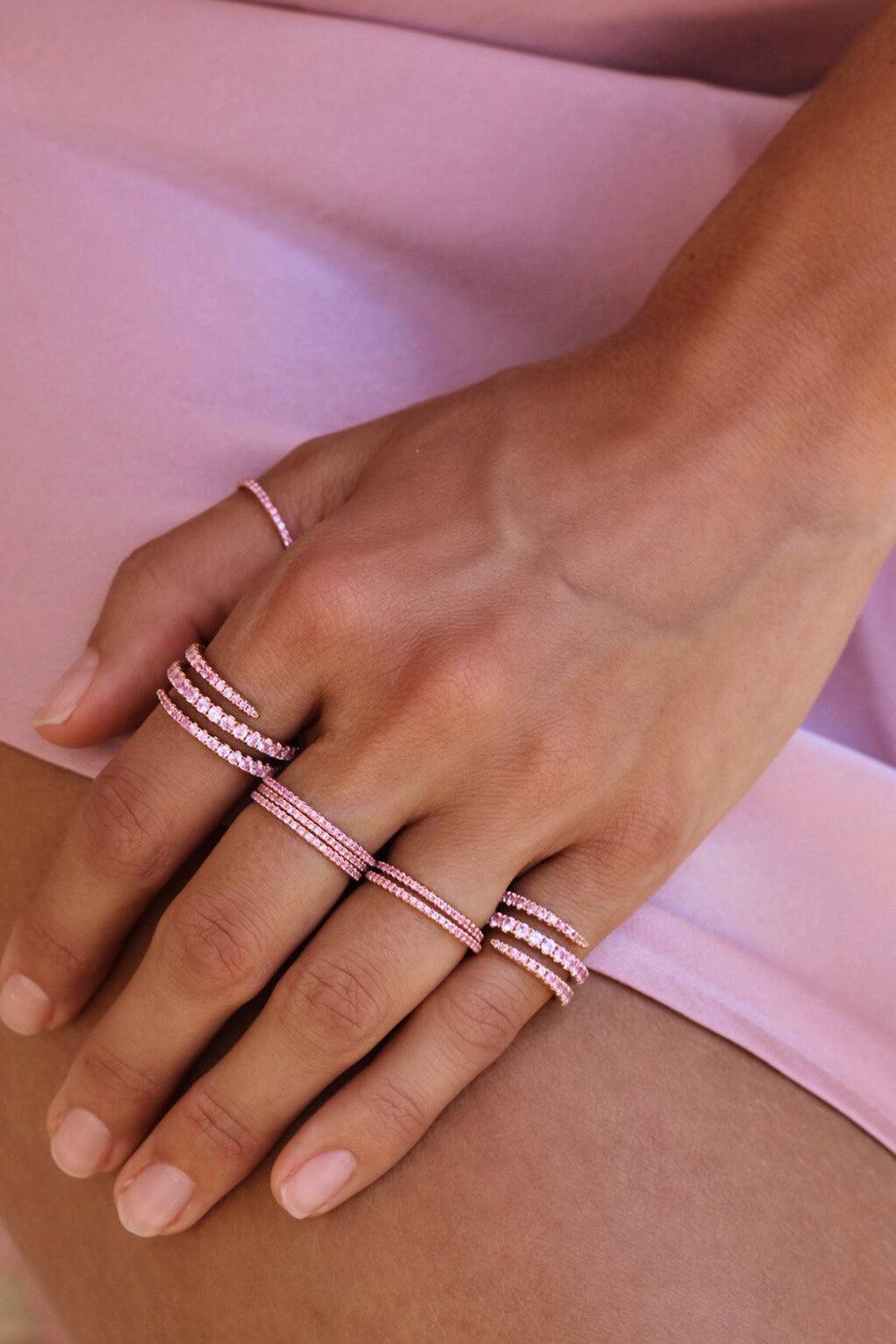 Pink Sapphire Coil Ring-ROSE GOLD-7-JEWELRYFINE JEWELRING-ANITA KO