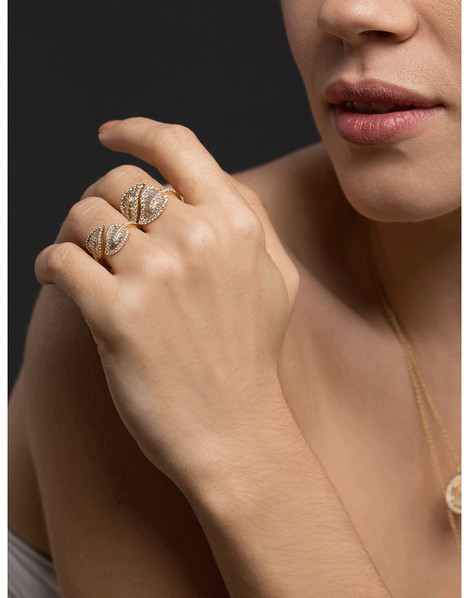 ANITA KO-Small Diamond Leaf Ring-YELLOW GOLD