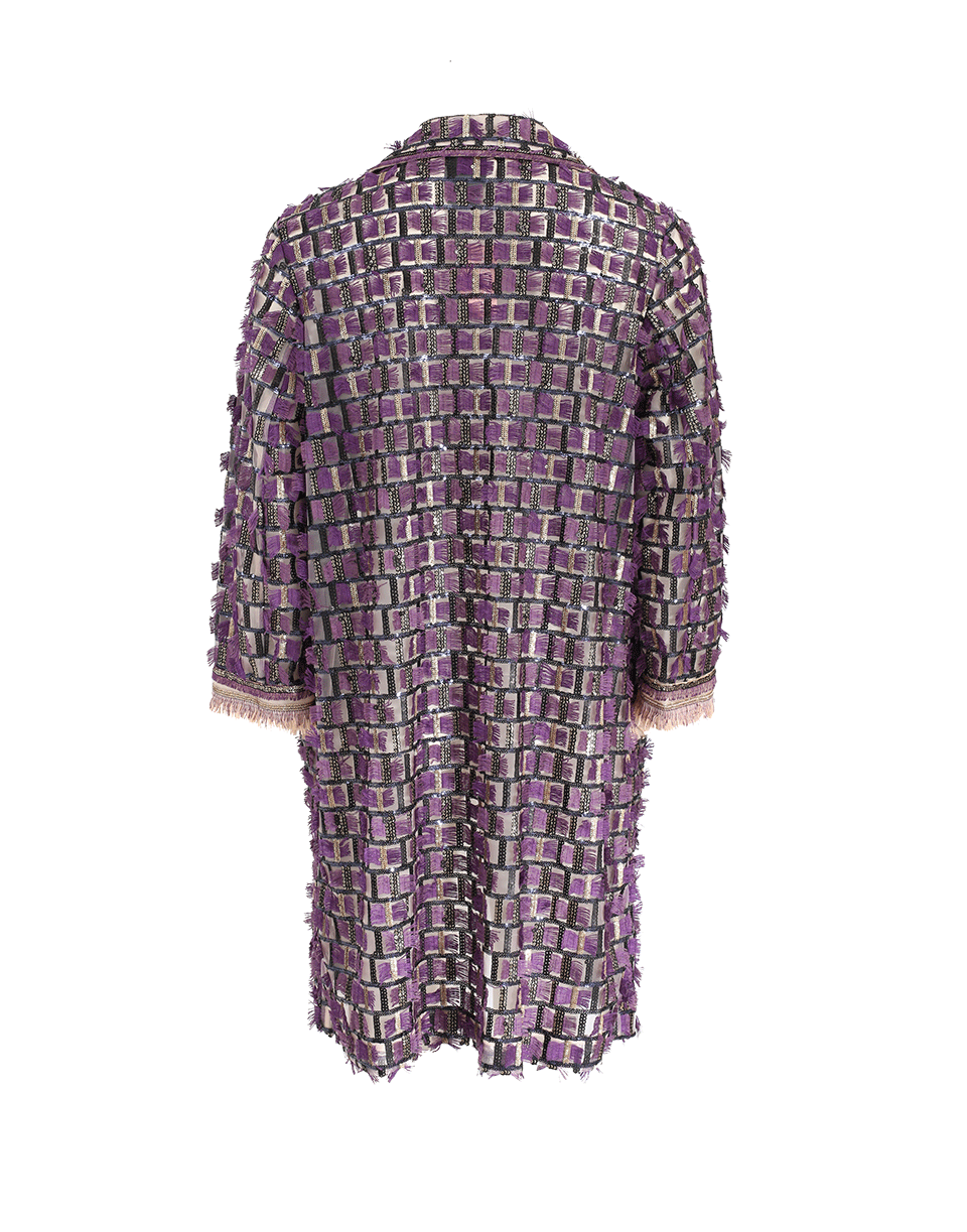 ANNA SUI-Sequined Fringe Mesh Coat-