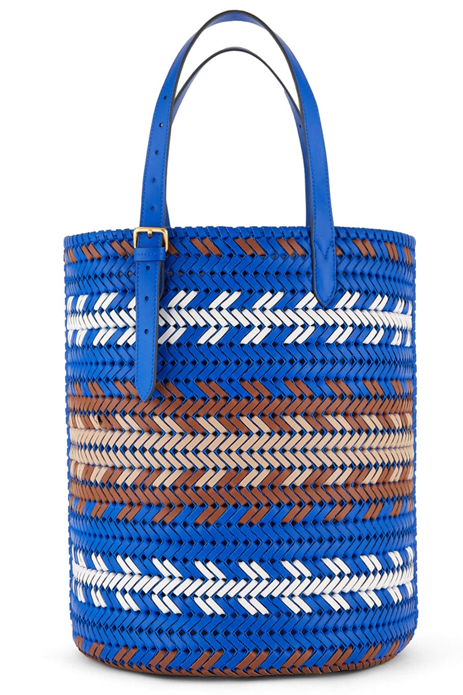 ANYA HINDMARCH-Neeson Cylinder Zig Zag Tote - Electric Blue-ELECTRIC BLUE
