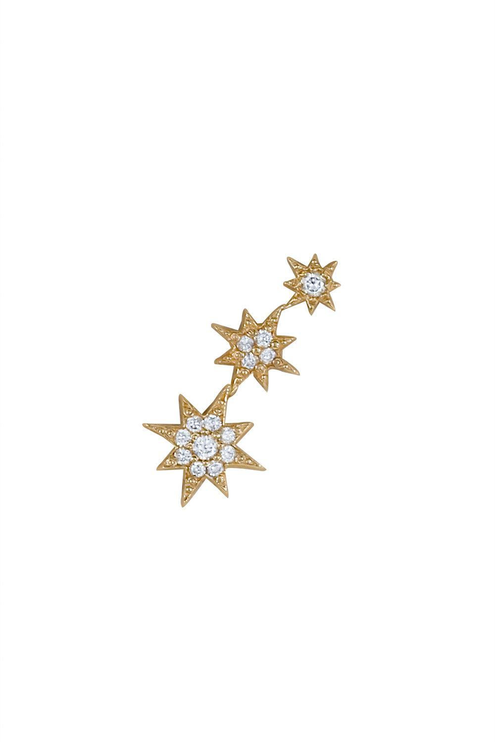 Diamond Starburst Zig Zag Ear End-YELLOW GOLD-LEFT-JEWELRYFINE JEWELPIERCING-ANZIE