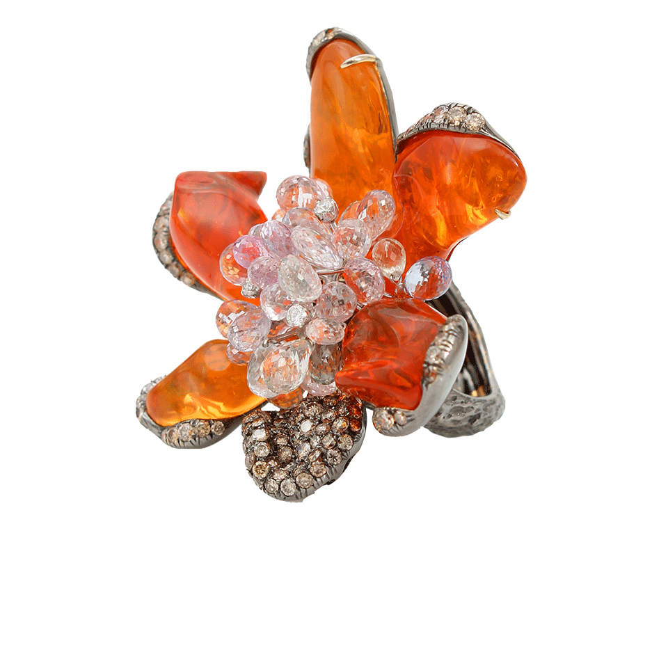ARUNASHI-Wild Orchid Fire Opal Ring-BLACK GOLD