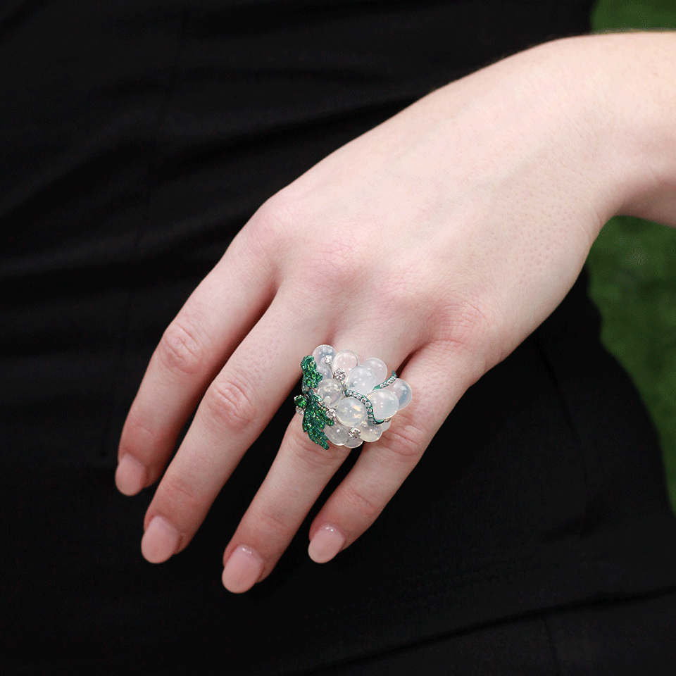 ARUNASHI-Water Opal Grape Ring-TITANIUM