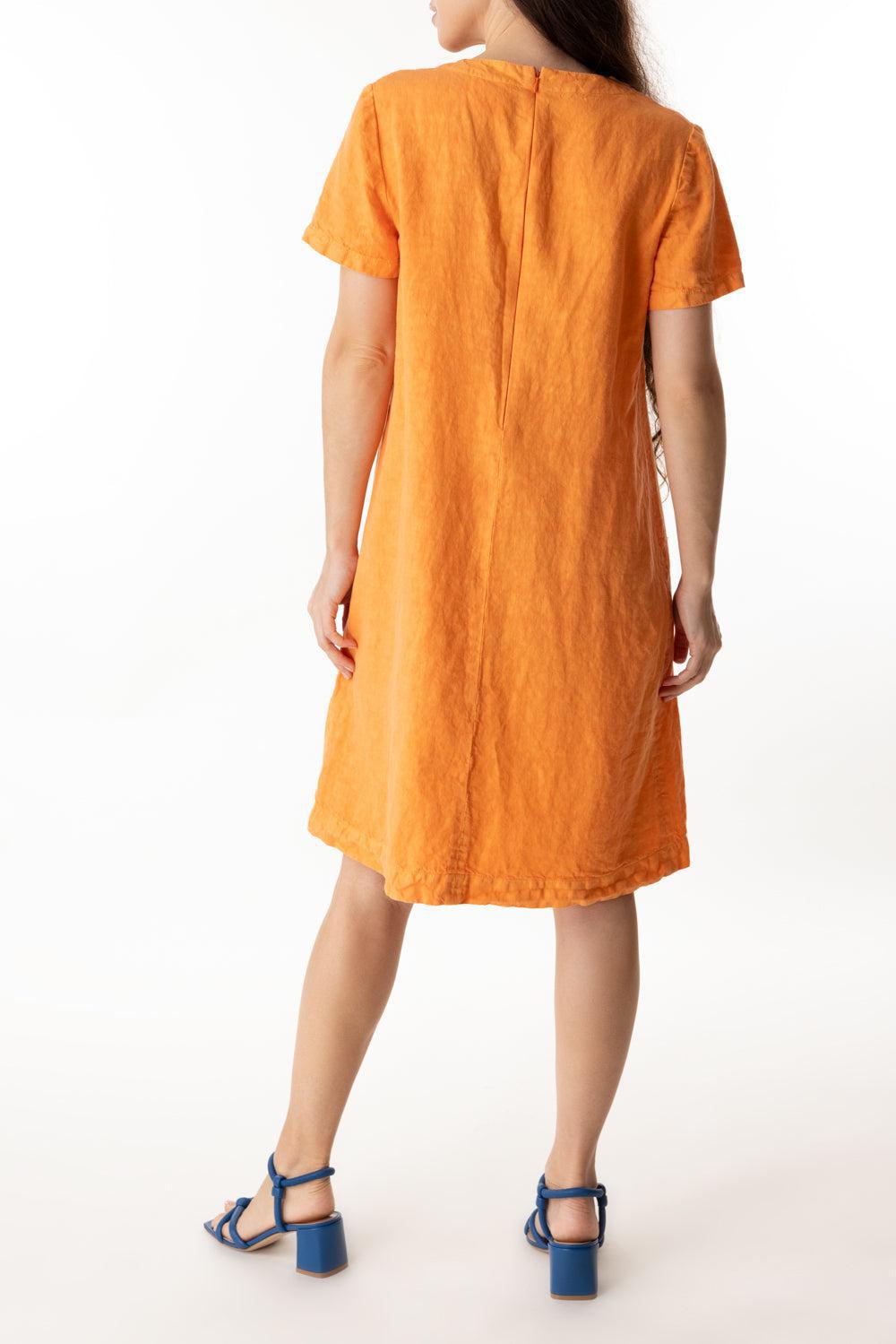 SHORT SLEEVE SHIFT DRESS-ORANGE-38-CLOTHINGDRESSCASUAL-ASPESI