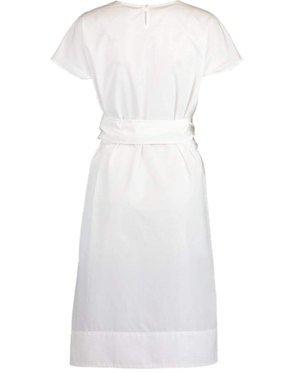 ASPESI-White Round Neck Belted Dress-