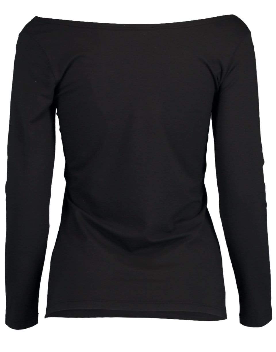 ASPESI-Black 3/4 Sleeve Ballet Neck Tee-