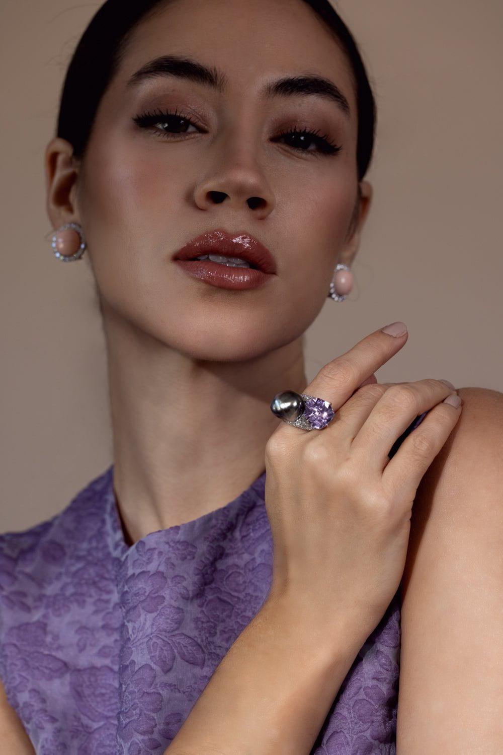 ASSAEL-Amethyst Pearl Ring-PLATINUM
