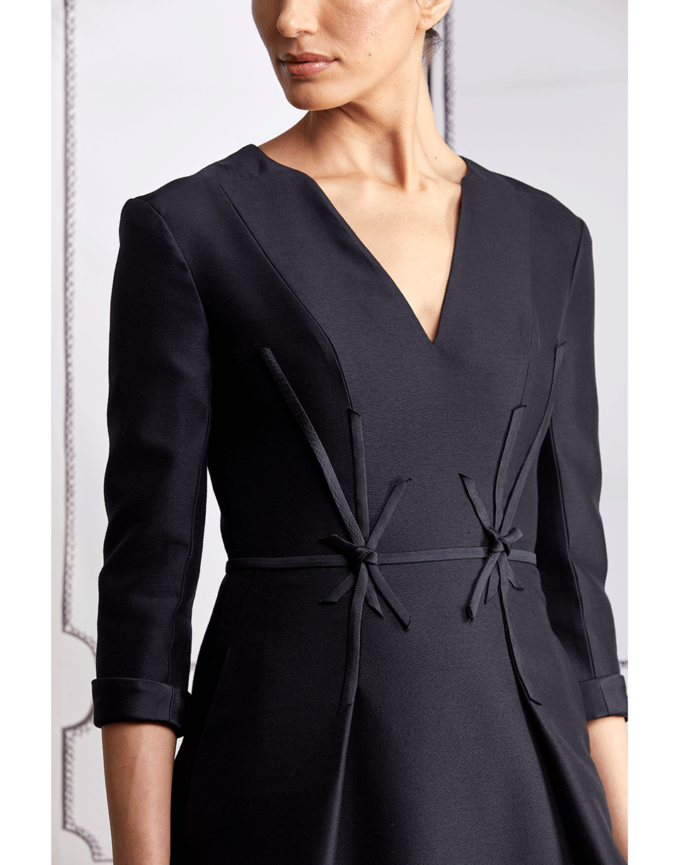 ATELIER HERVE PIERRE-Star Ribbon V-Neck Dress-