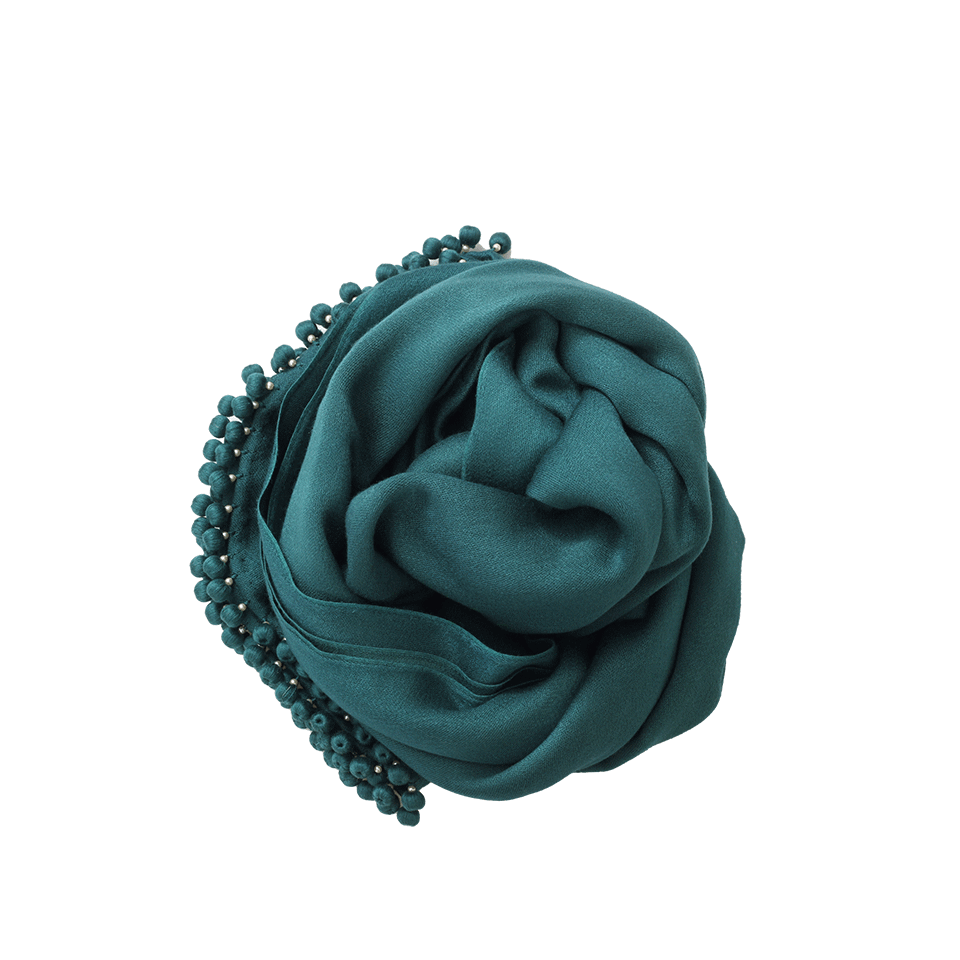 BAJRA SHAWLS-Scarf With Ball Fringe-GREEN