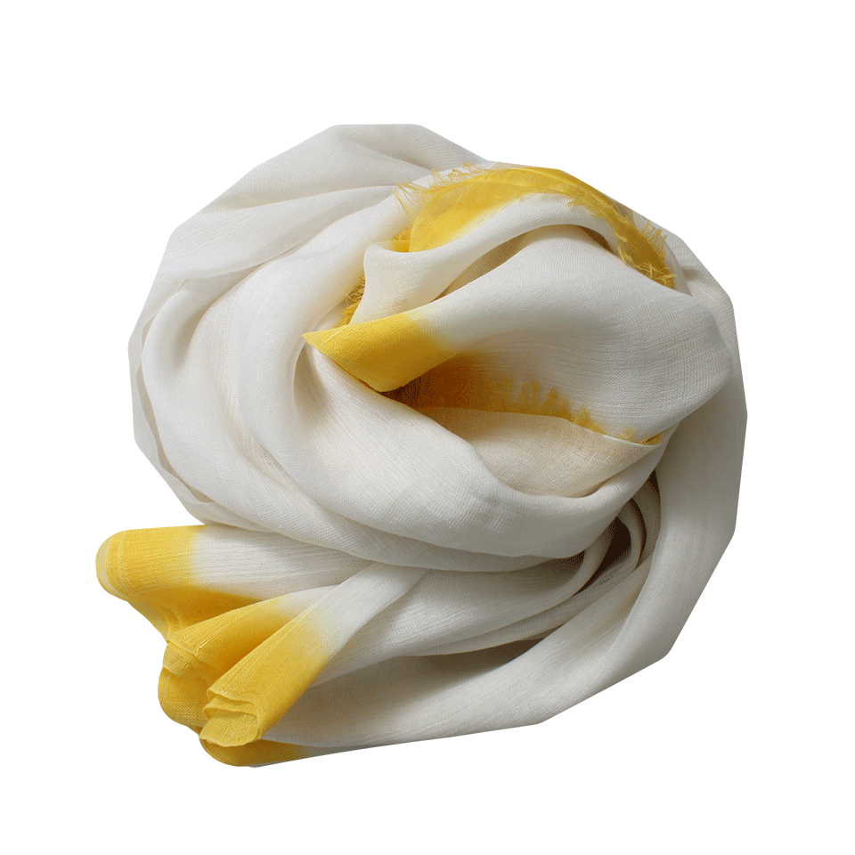 BAJRA SHAWLS-Shadow Stripe Border Shawl-WHT/YLLW