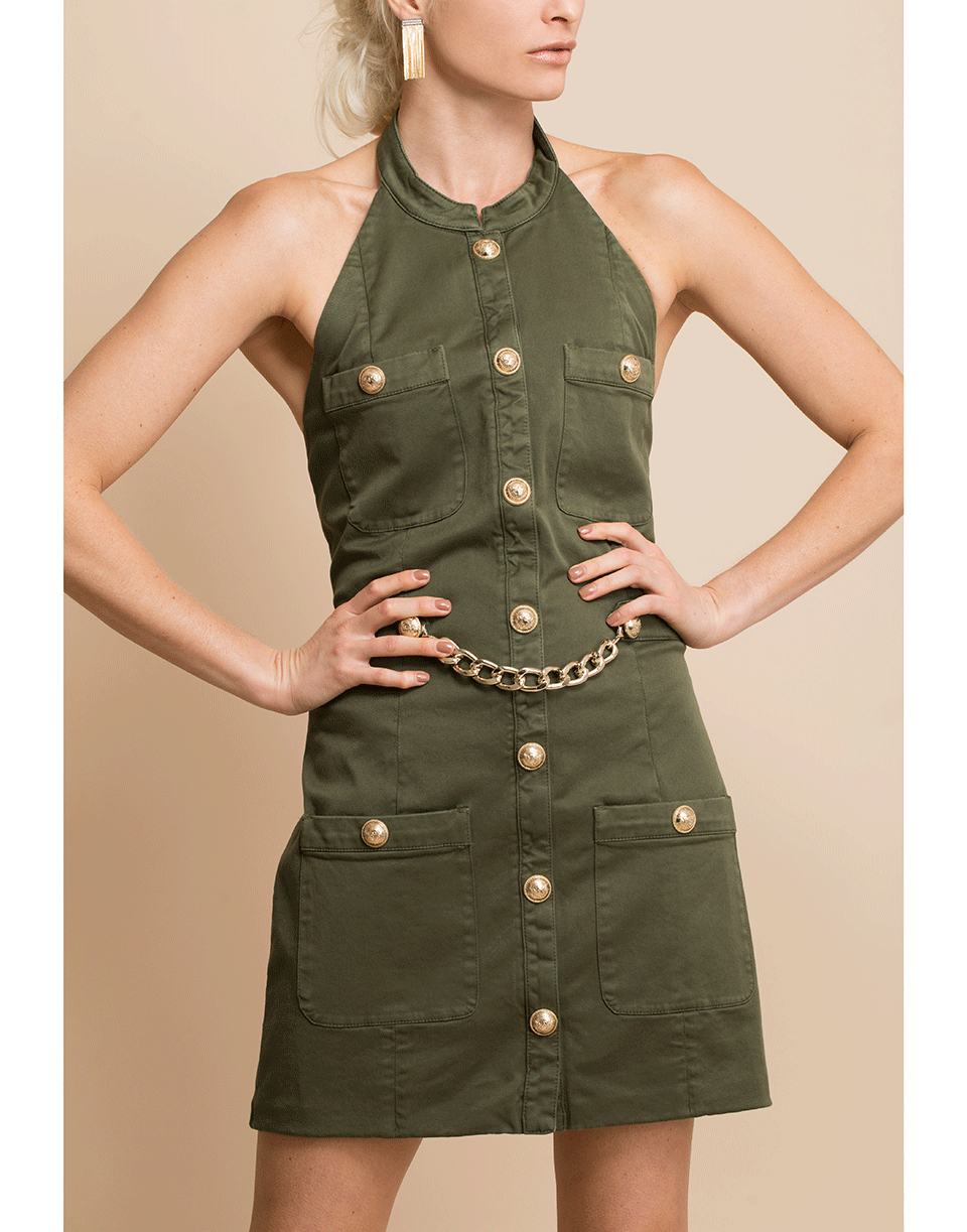BALMAIN-Halterneck Military Dress-
