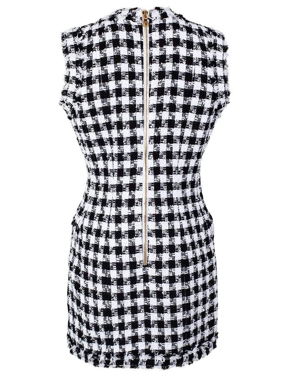 BALMAIN-Sleeveless 8 Button Gingham Tweed Dress-