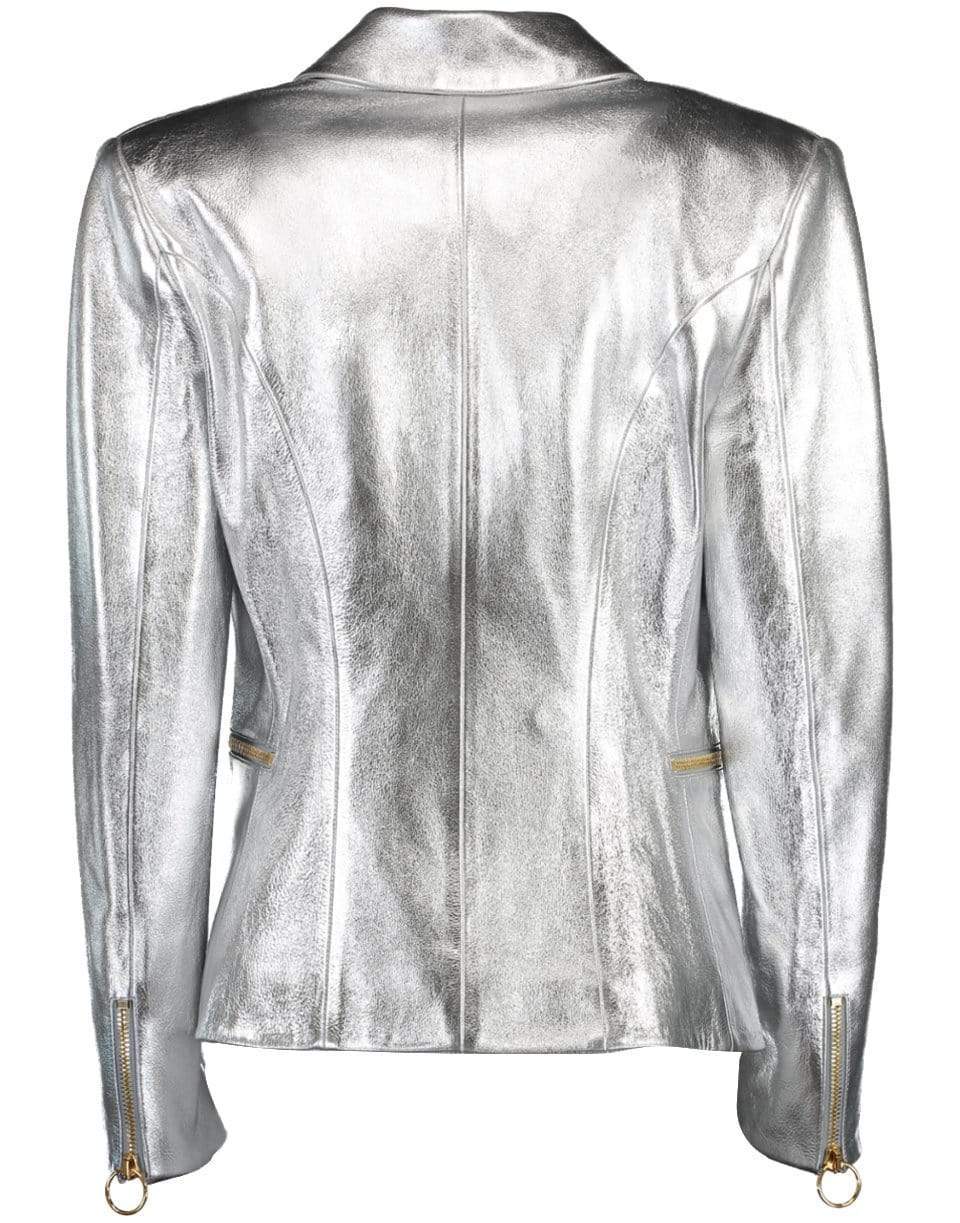 BALMAIN-Six Button Zippered Leather Jacket-
