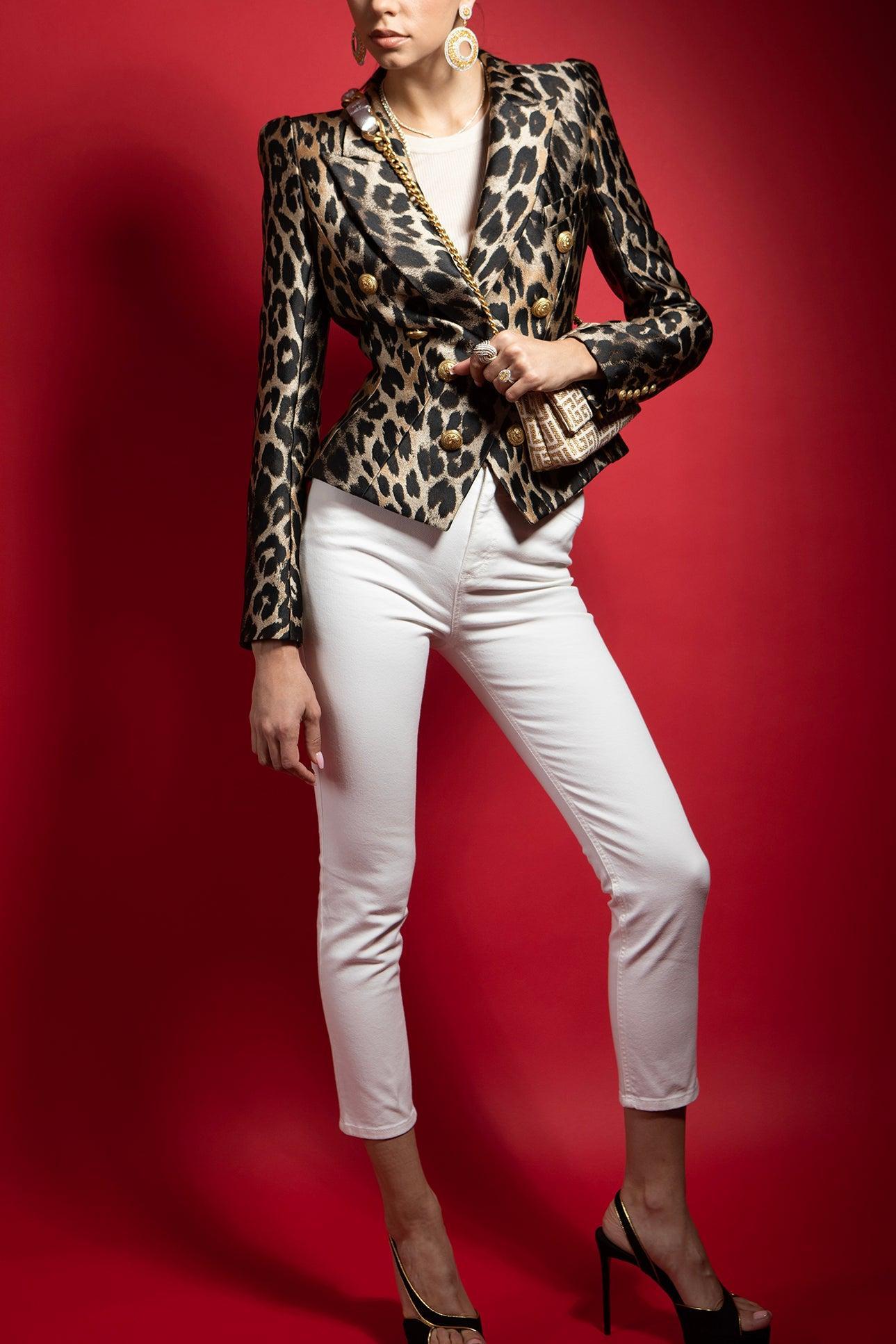 BALMAIN-Eight Button Jacket - Leopard-