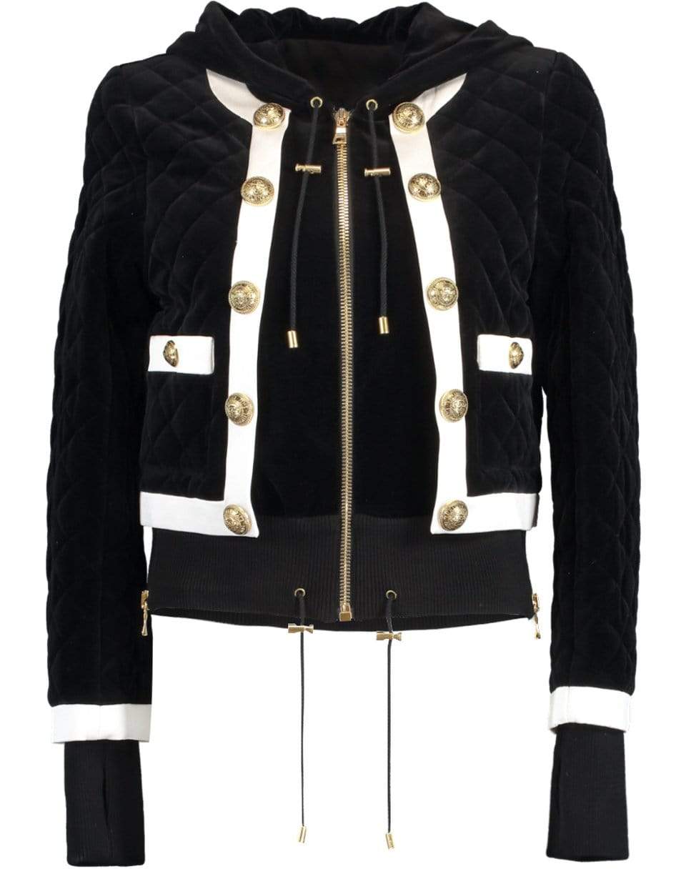 Zip Hooded Quilted Velvet Jacket BALMAIN – Marissa Collections