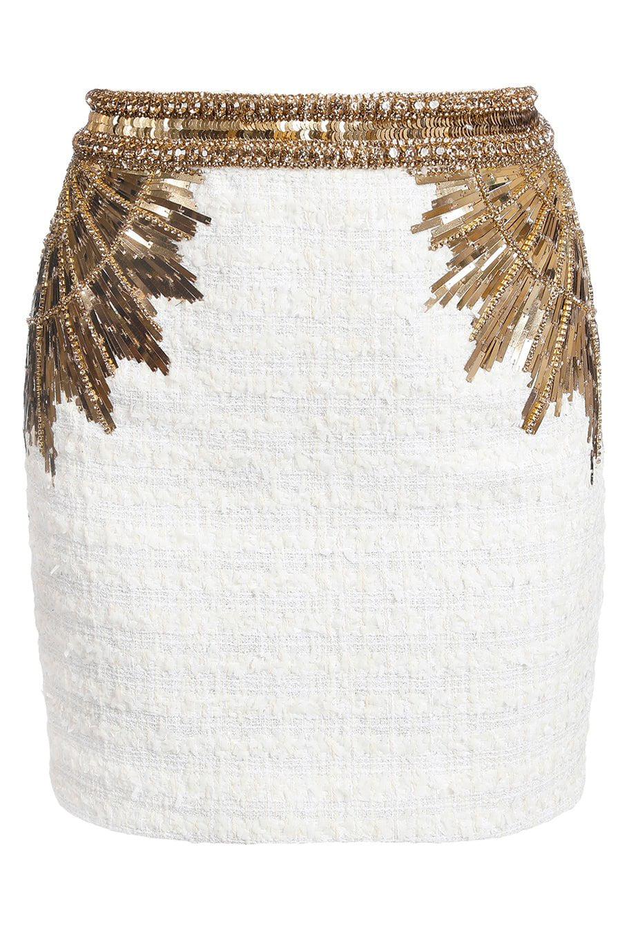 BALMAIN-Embroidered Short Skirt-GADBLANC