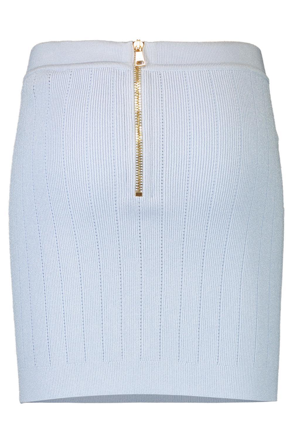 Two Pocket Button Skirt-BLEUPALE-36-CLOTHINGSKIRTMINI-BALMAIN