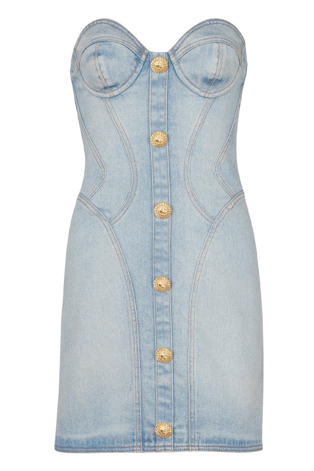 BUSTIER DENIM DRESS