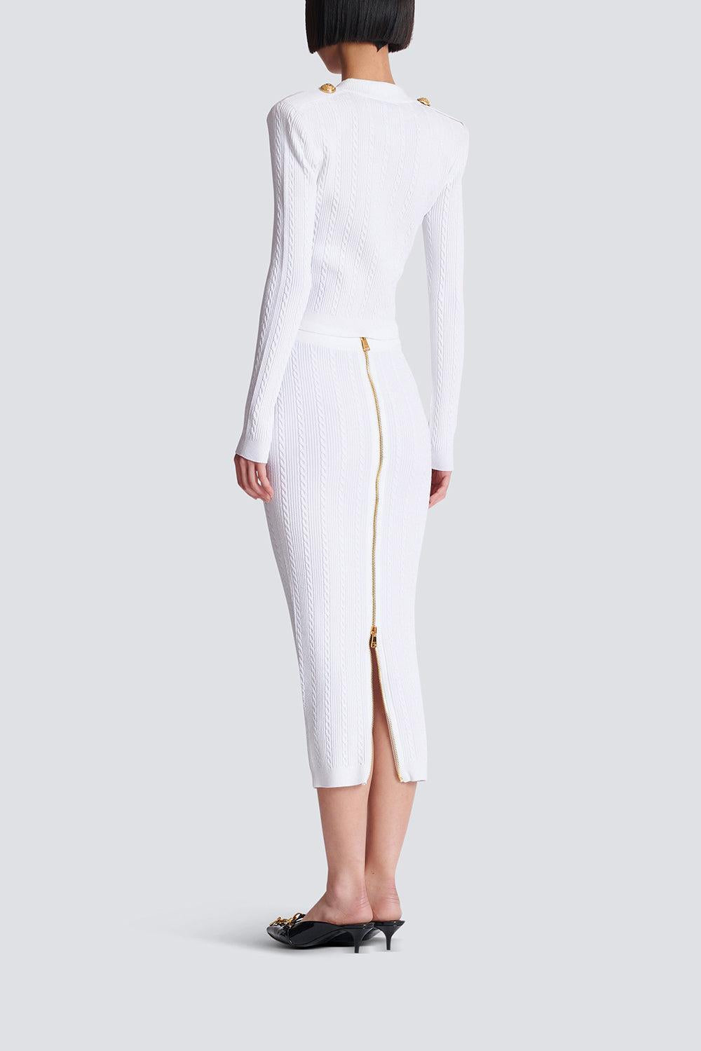 Four Button Cardigan-BLANC-36-CLOTHINGTOPCARDIGAN-BALMAIN