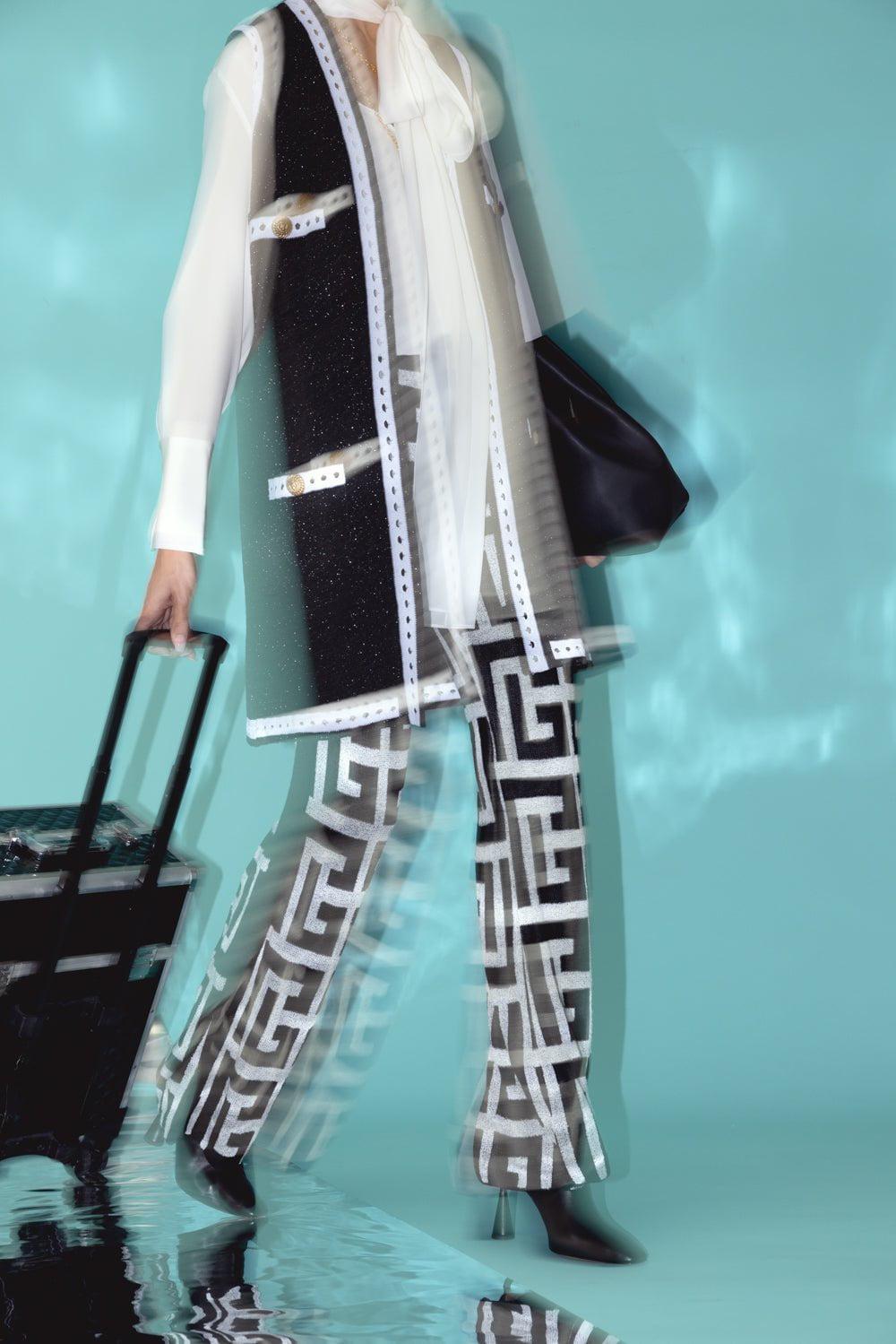 BALMAIN-Sleeveless Long Lace Cardigan-