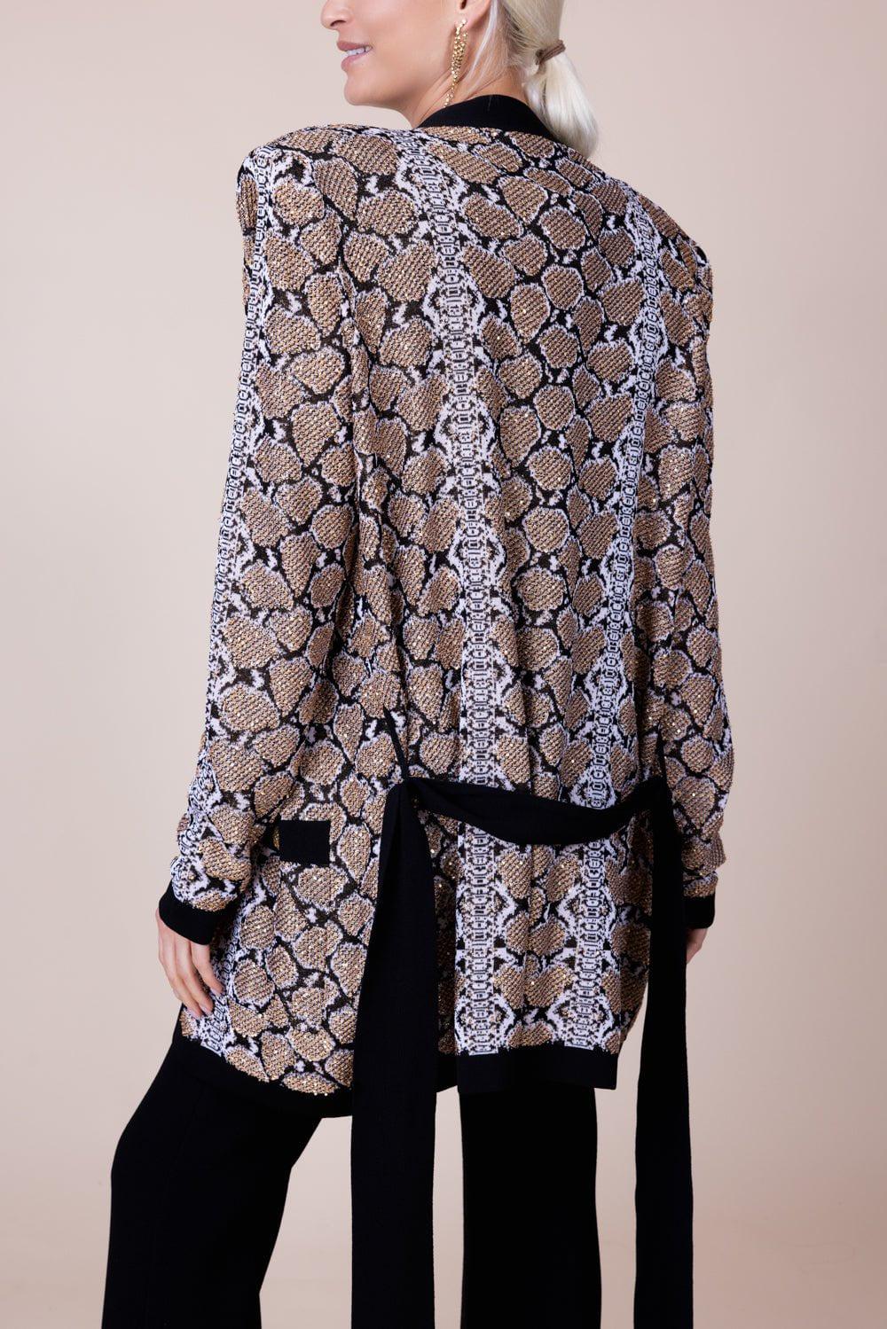 BALMAIN-Print Belted Cardigan-