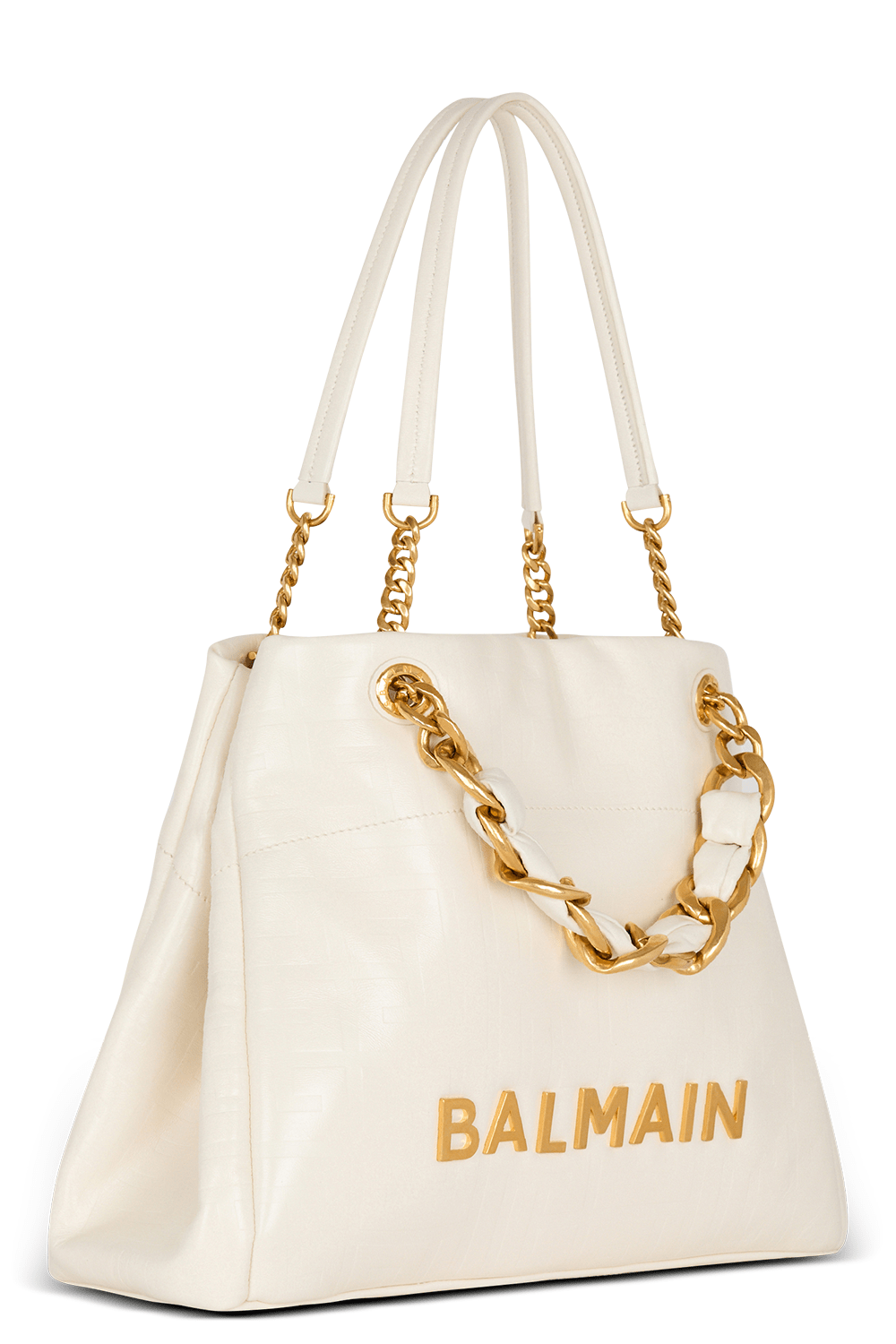 BALMAIN-1945 Embossed Bag-CREME