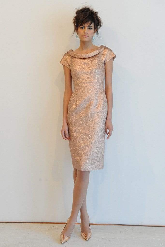 BARBARA TFANK-Textured Brocade Slim Dress-