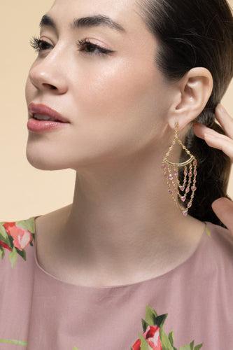 Pink Sapphire Affinity Chain Earrings-YELLOW GOLD-JEWELRYFINE JEWELEARRING-COOMI