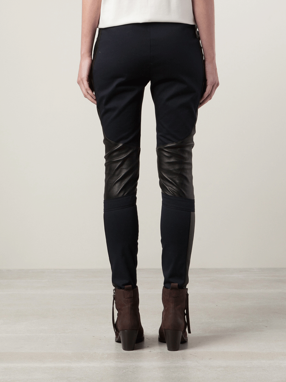 BELSTAFF-Leather Knee Stretch Leggings-