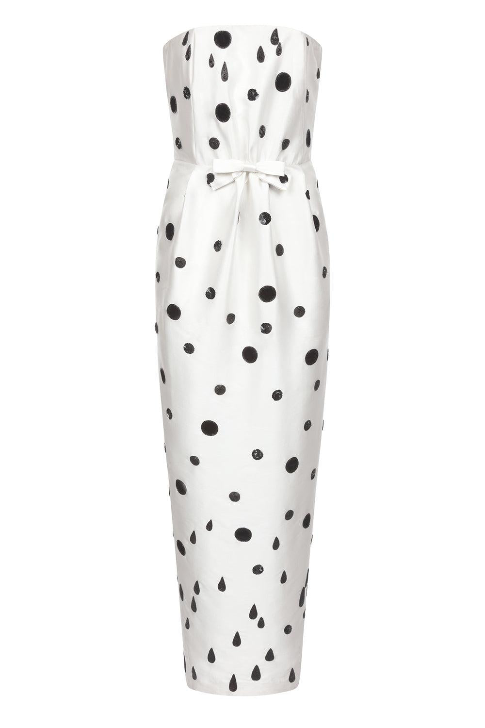 bernadette dresses Bernadette - Lenette Embroidered Satin Maxi Dress - Black/white - EU 38