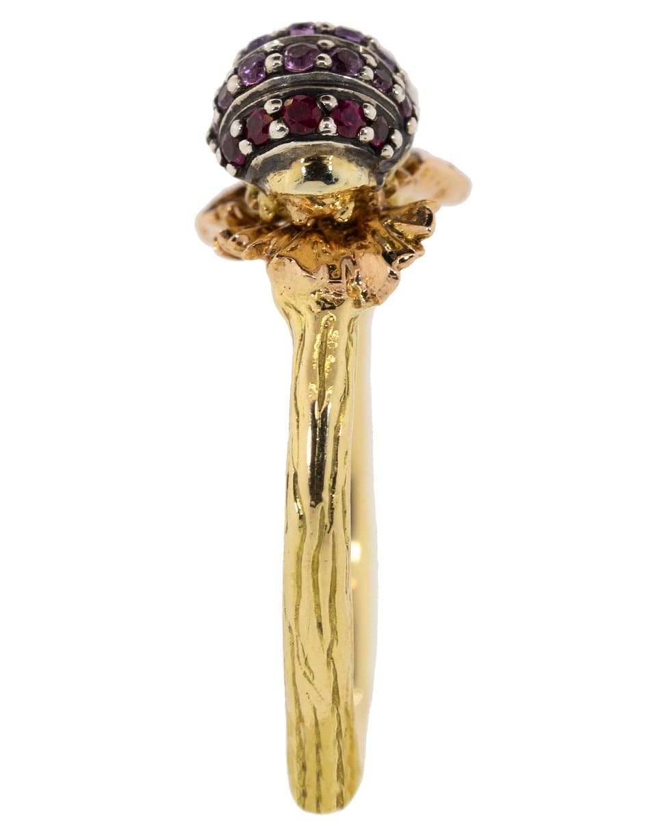 BIBI VAN DER VELDEN-Stackable Caterpillar Rainbow Ring-YELLOW GOLD