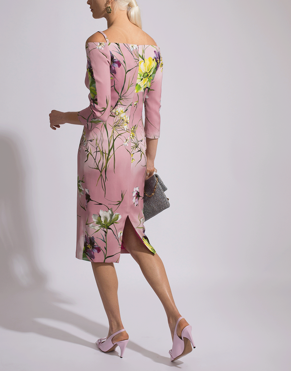 BLUMARINE-Off Shoulder Floral Dress-