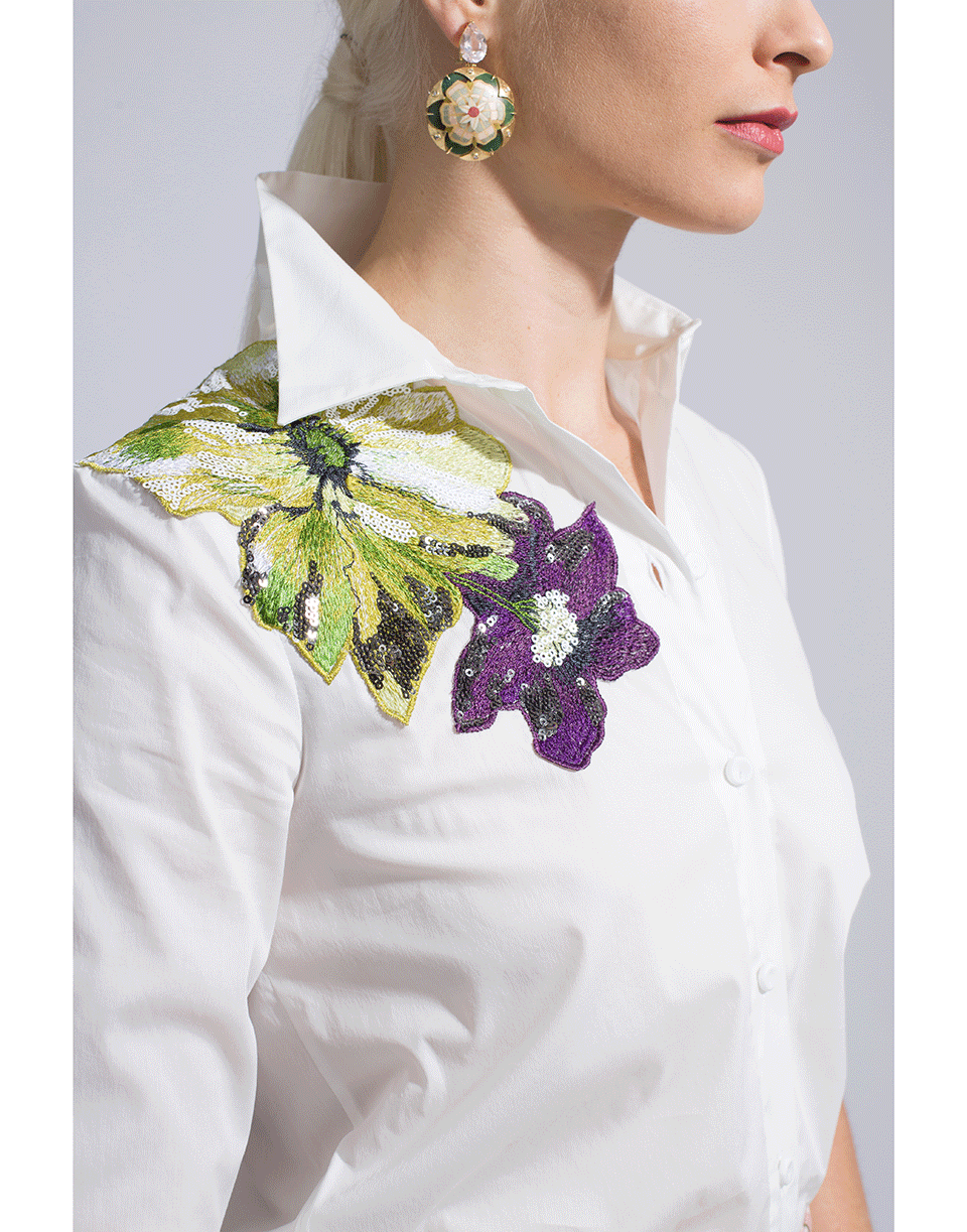 BLUMARINE-Monstera Embroidered Blouse-