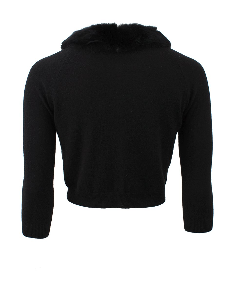 BLUMARINE-Fur Collar Cardigan-